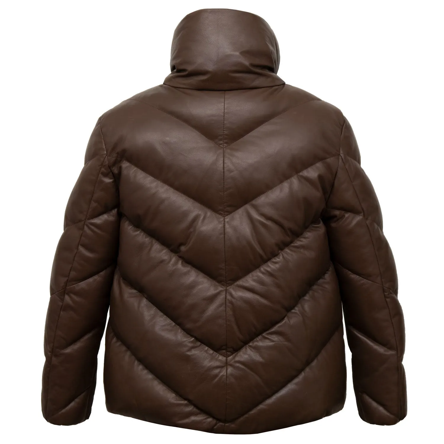 Ellie: Women's Brown Padded Leather Coat