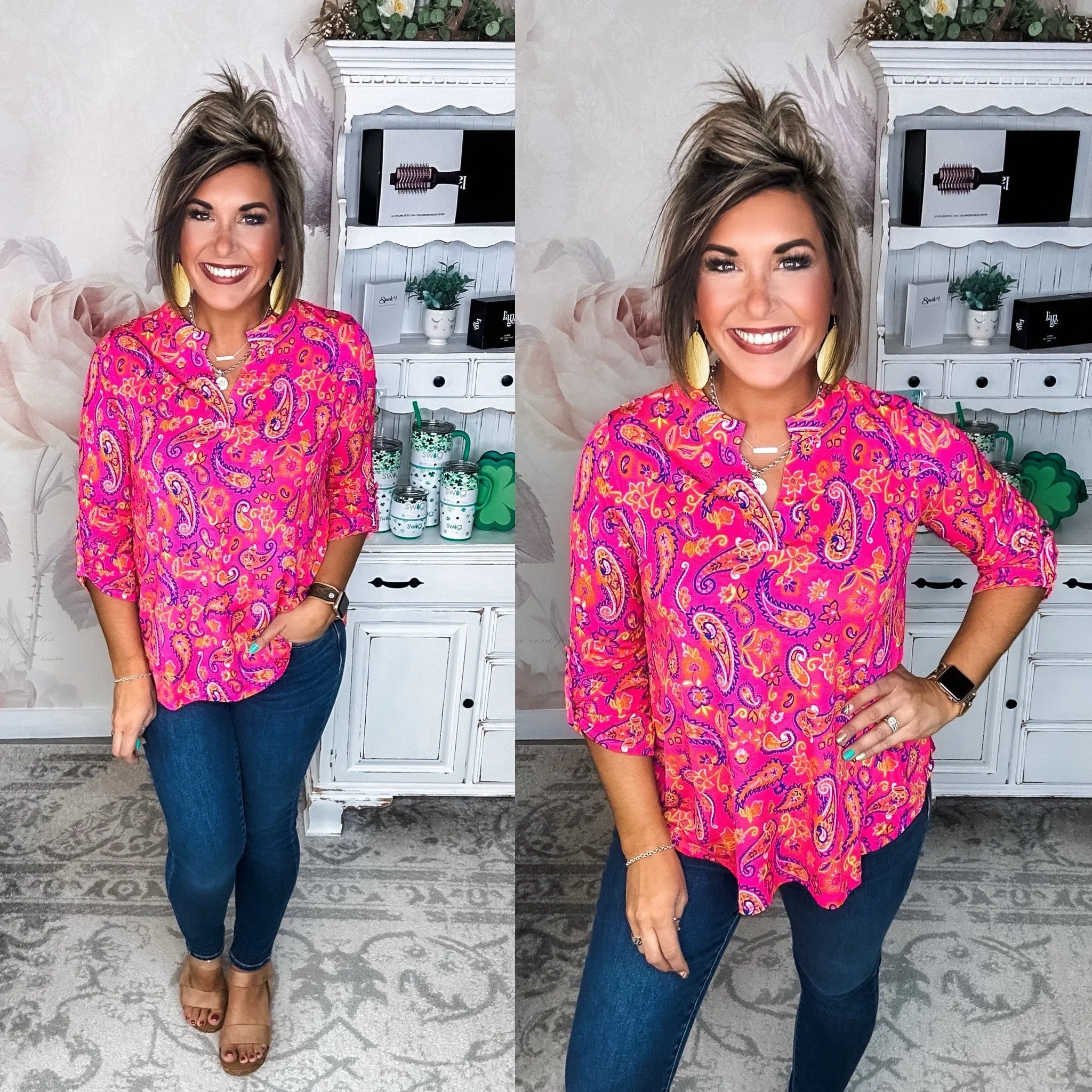 Figure It Out Top - Pink Multi