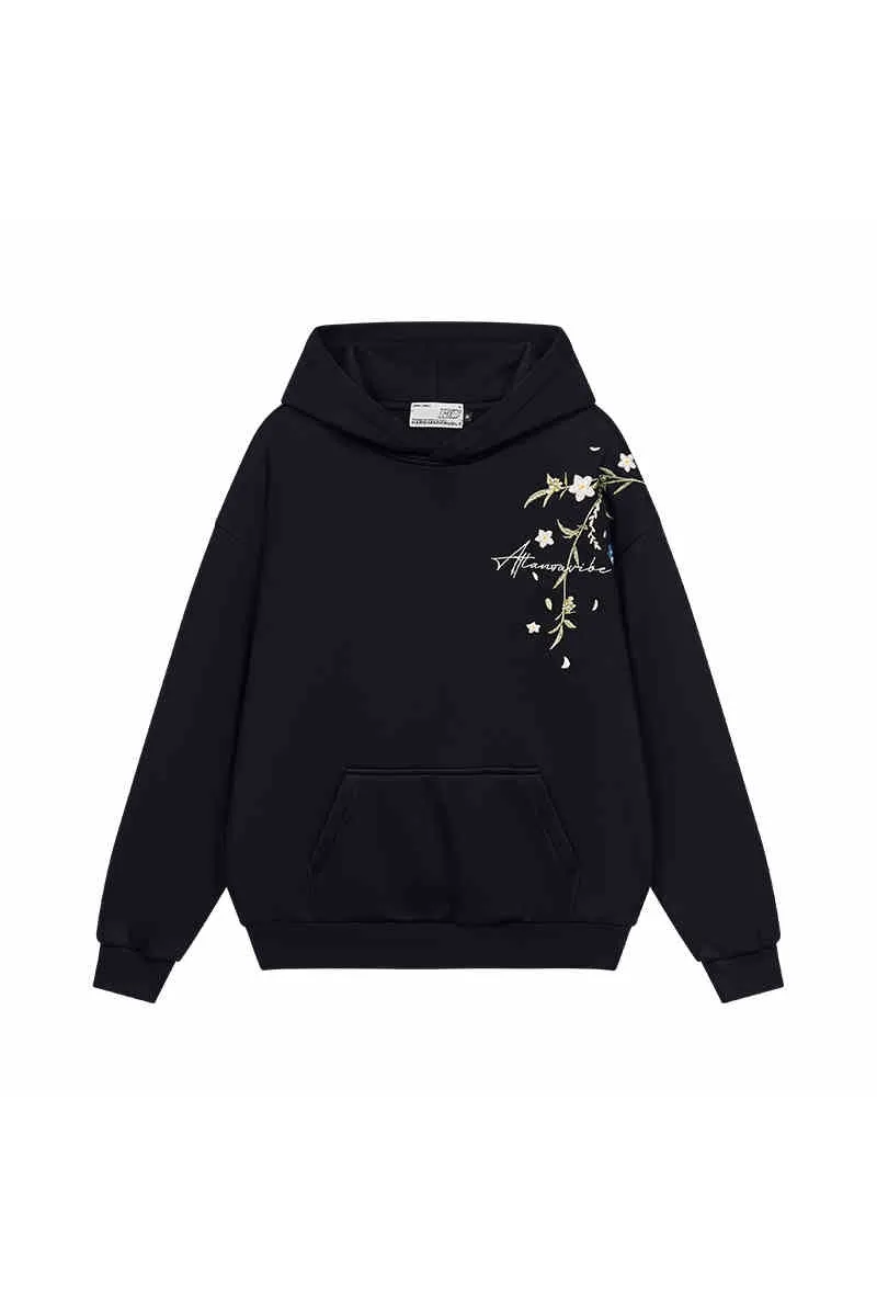 Floral Embroidered Graphic Hoodie