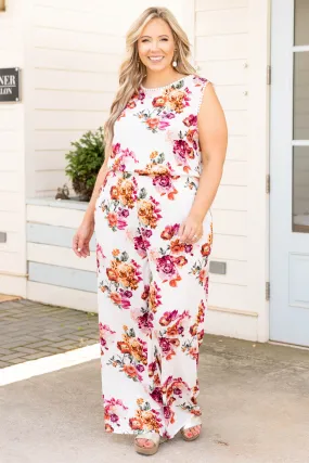 Flourishing Frenzy Jumpsuit, Ivory