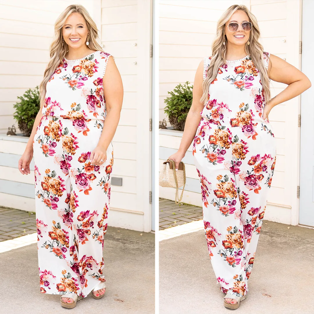 Flourishing Frenzy Jumpsuit, Ivory