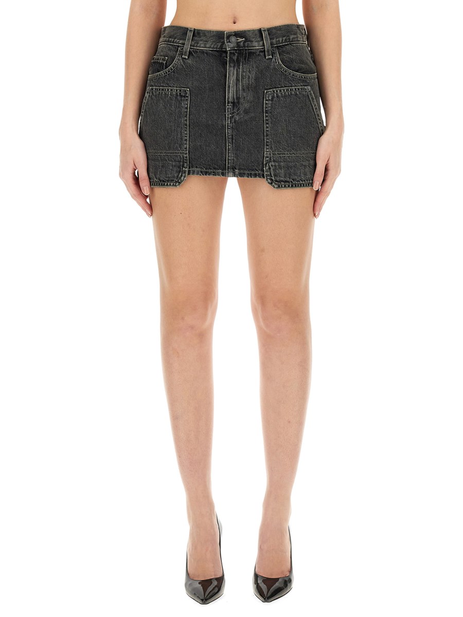 HELMUT LANG    COTTON DENIM CARGO SKIRT