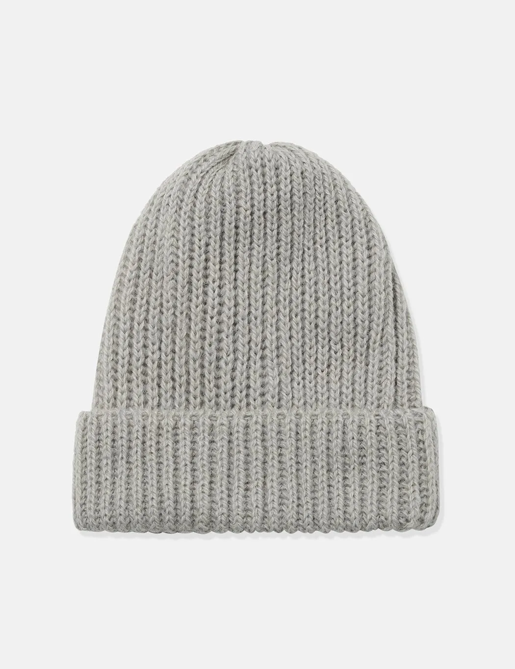 Highland Rib Beanie Hat (Wool/Alpaca) - Light Grey