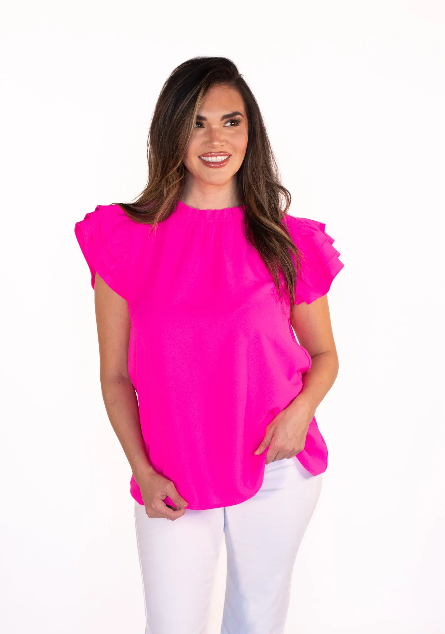 In a Dream Hot Pink Ruffle Top