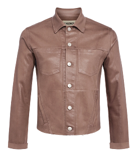 Janelle Slim Raw Jacket in Deep Taupe Coated