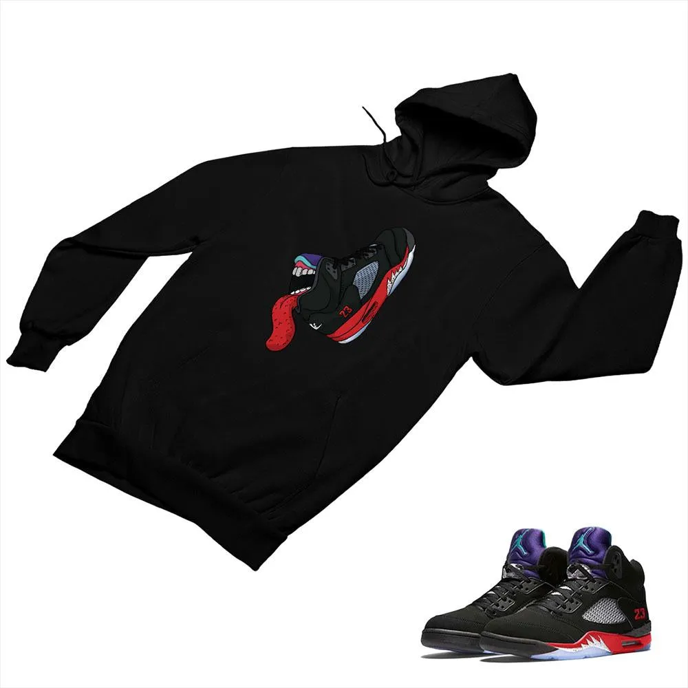 Jordan 5 Top 3 Black Matching Custom Designed Hoodies JD 5-2-7-15