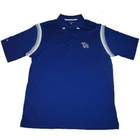 Kansas Jayhawks Antigua Blue Performance Striped Sleeve Golf Polo Shirt (L)