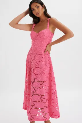 KIRA Broderie Anglais A-Line Sundress in Pink