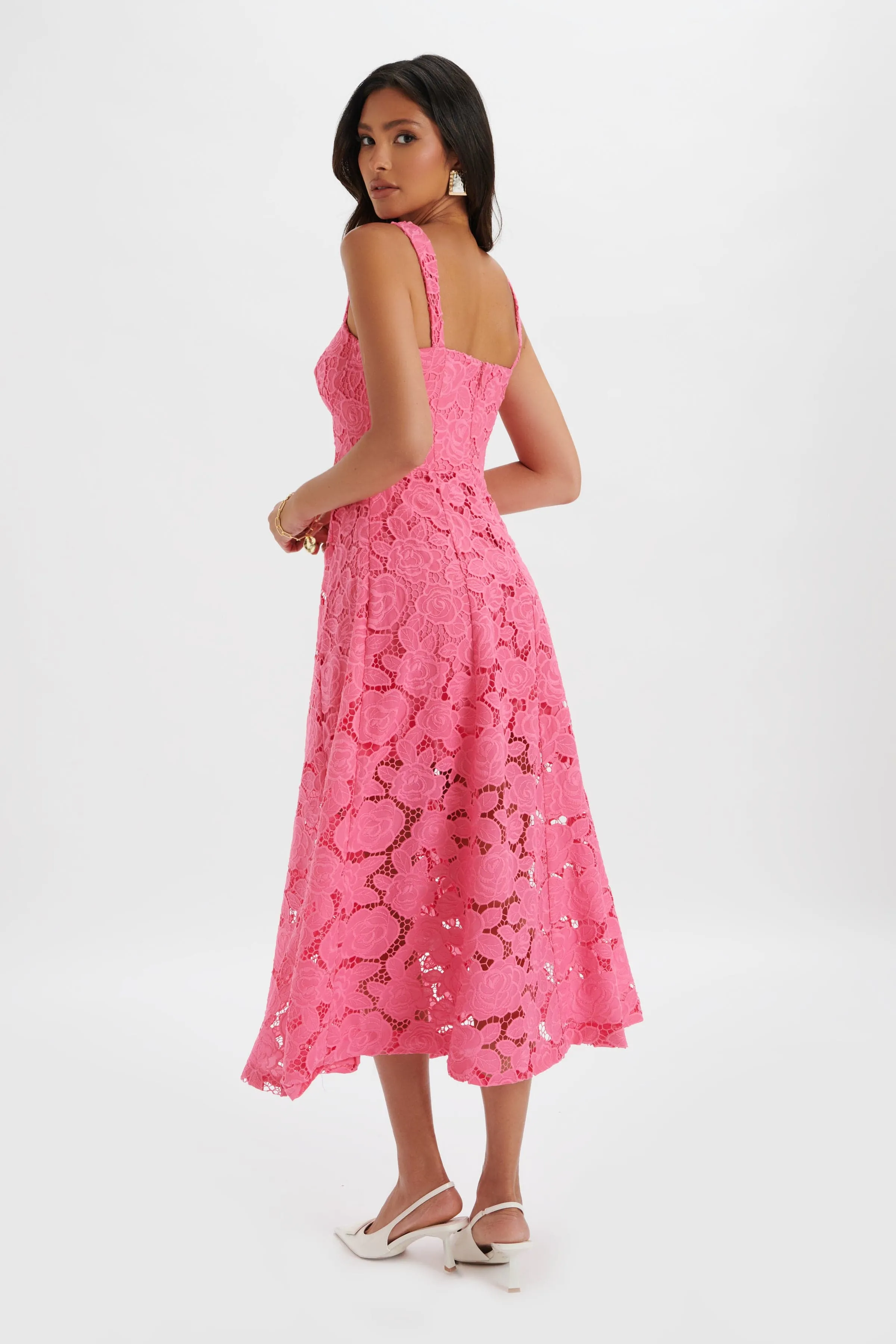 KIRA Broderie Anglais A-Line Sundress in Pink