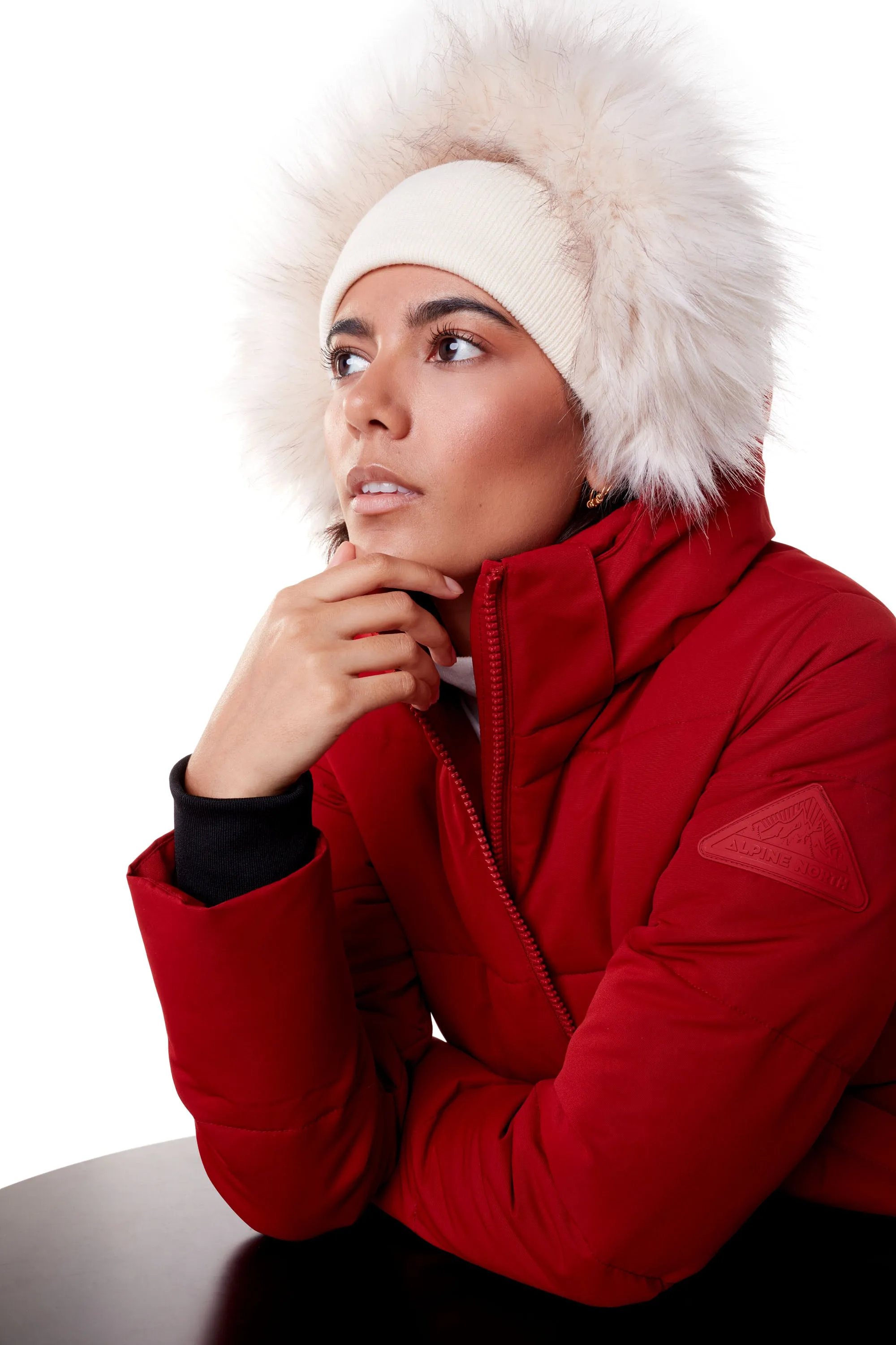 KLUANE | WOMEN'S VEGAN DOWN (RECYCLED) ULTRA LONG LENGTH PARKA, DEEP RED