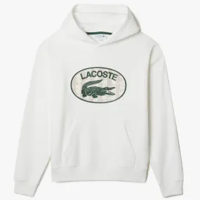 LACOSTE LOOSE-FIT OVERSIZED LOGO HOODED FLEECE SWEATSHIRT -Men’s- WHITE