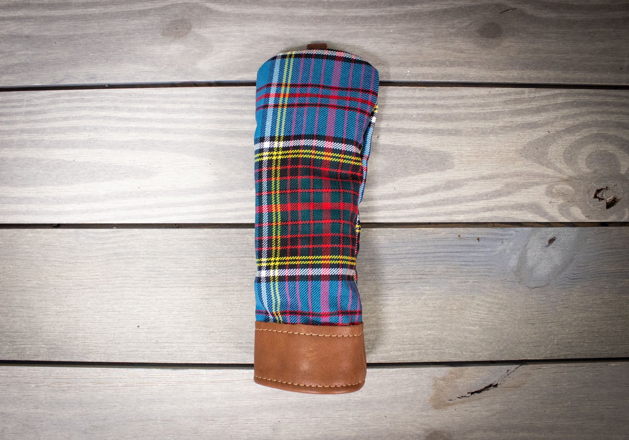 Leather and Wool Tartan Head Cover