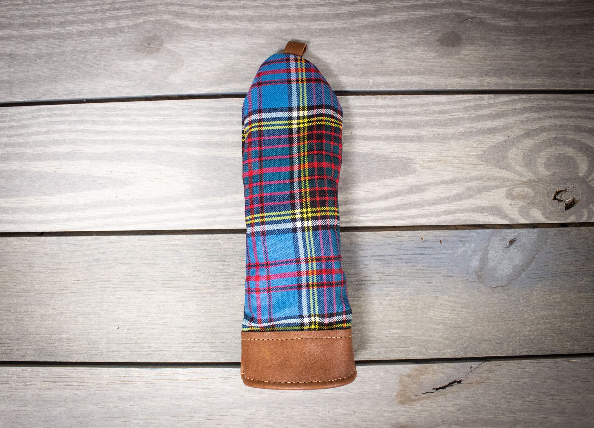 Leather and Wool Tartan Head Cover