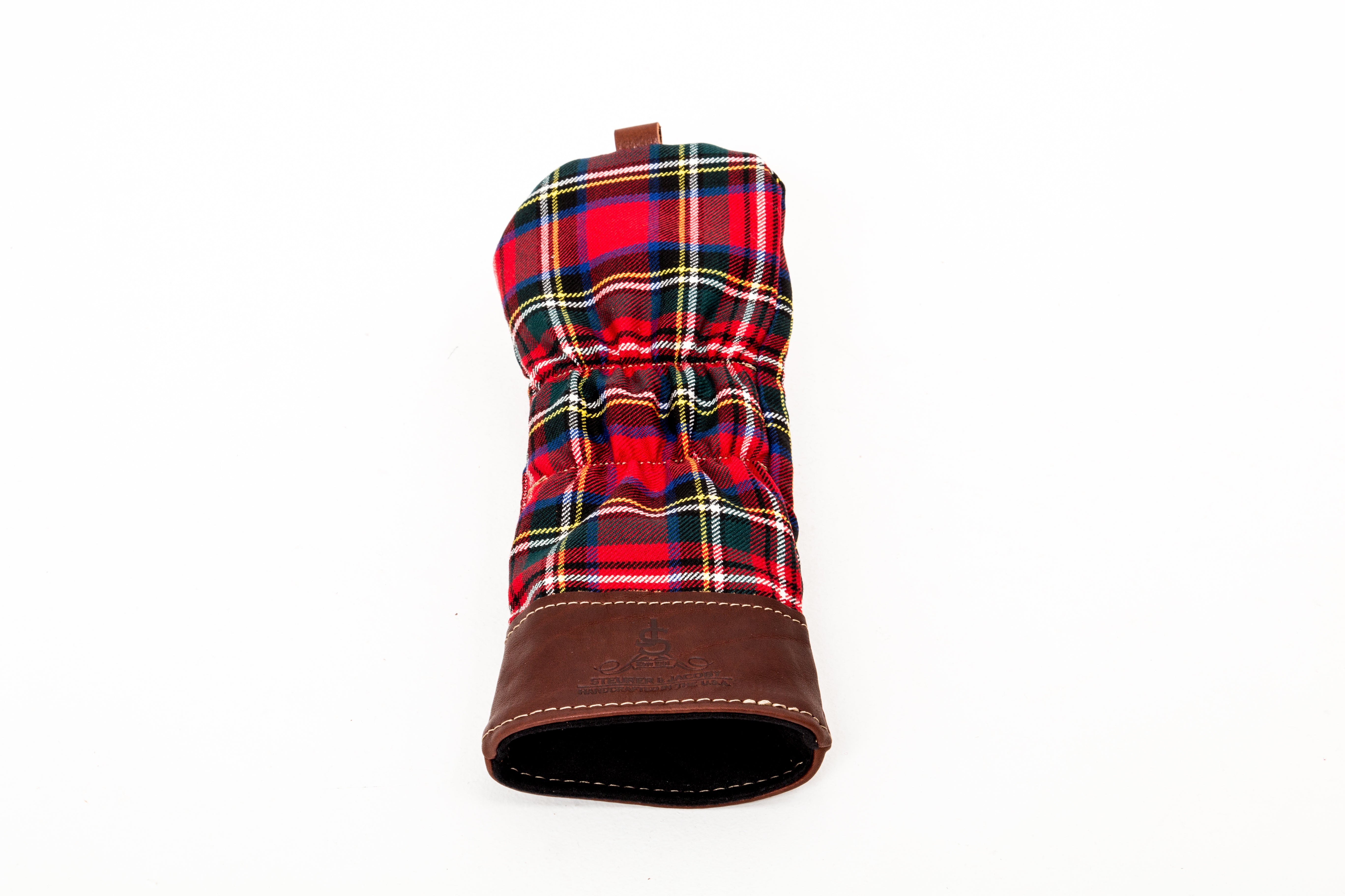 Leather and Wool Tartan Head Cover