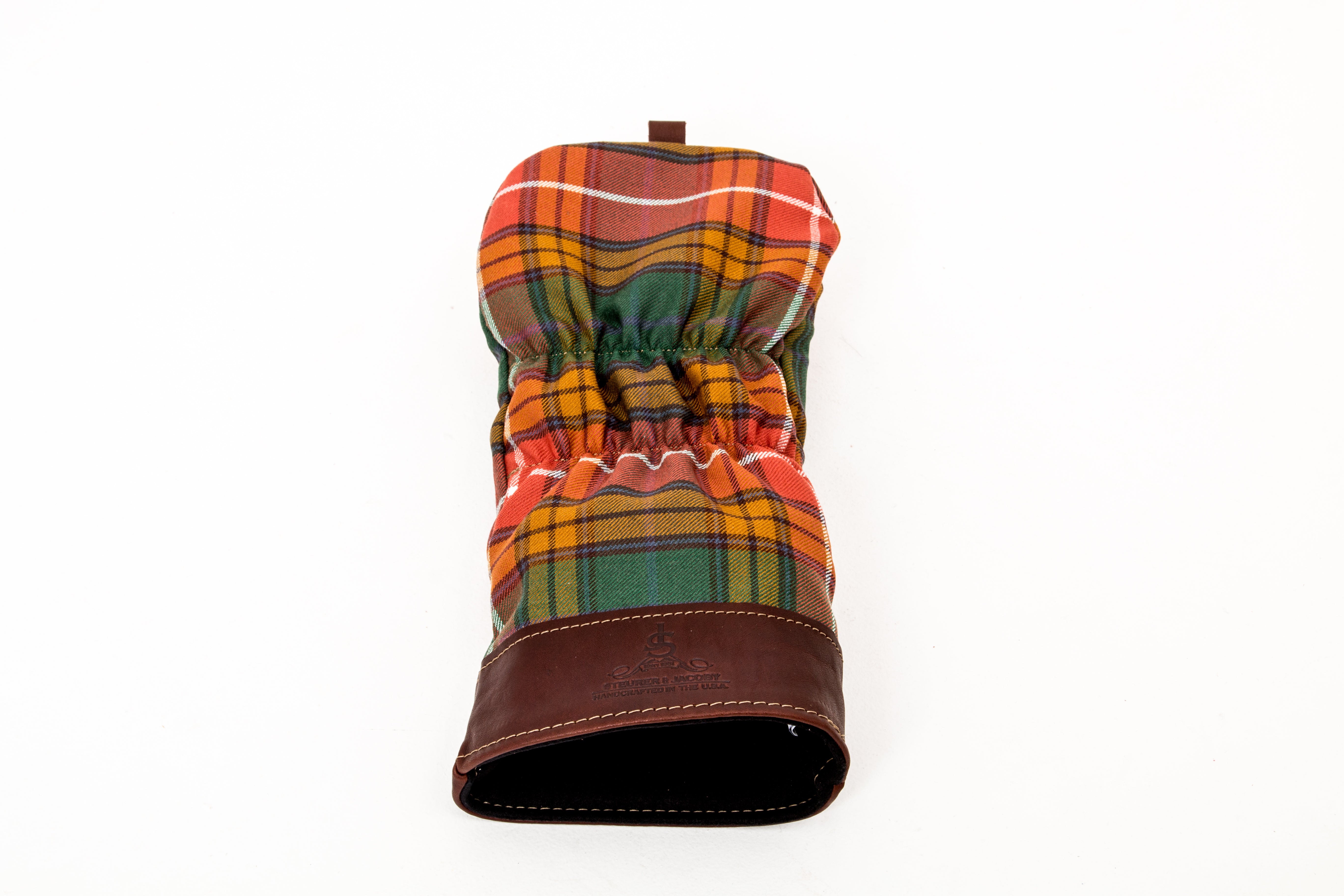 Leather and Wool Tartan Head Cover