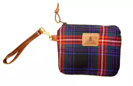 Leather and Wool Tartan Wristlet