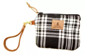 Leather and Wool Tartan Wristlet