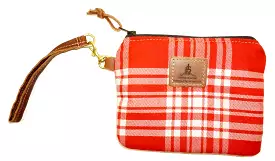 Leather and Wool Tartan Wristlet