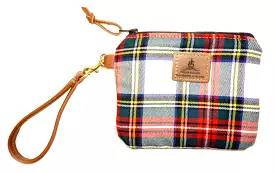 Leather and Wool Tartan Wristlet