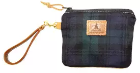 Leather and Wool Tartan Wristlet