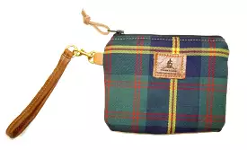 Leather and Wool Tartan Wristlet