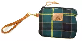 Leather and Wool Tartan Wristlet