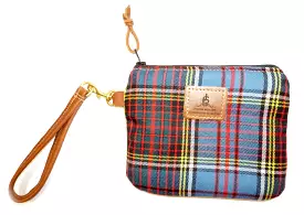 Leather and Wool Tartan Wristlet