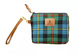 Leather and Wool Tartan Wristlet