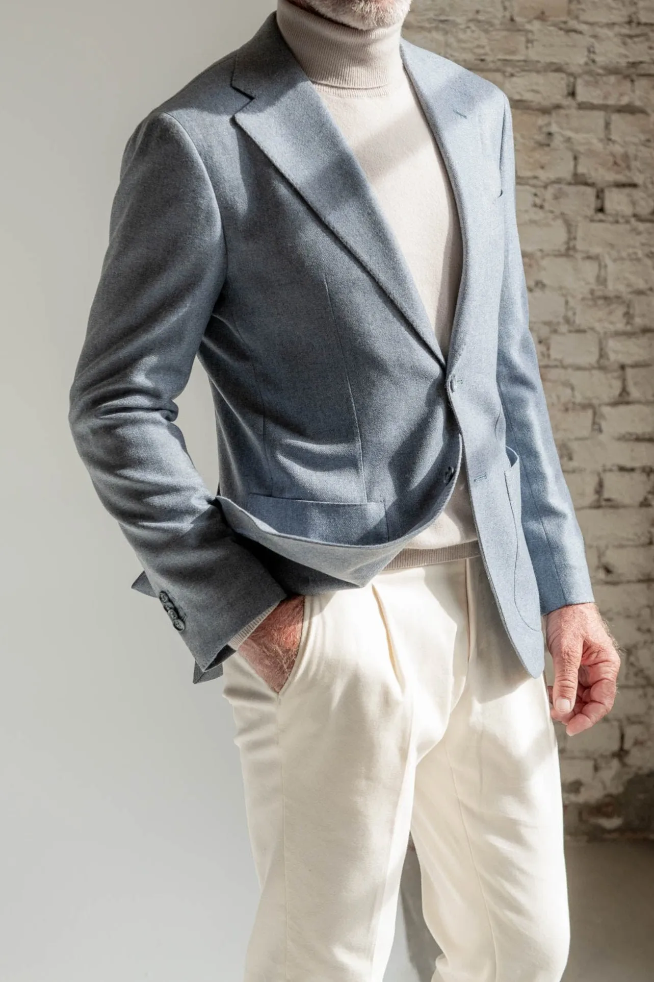 Light blue jacket in Loro Piana wool and cashmere - Made in Italy