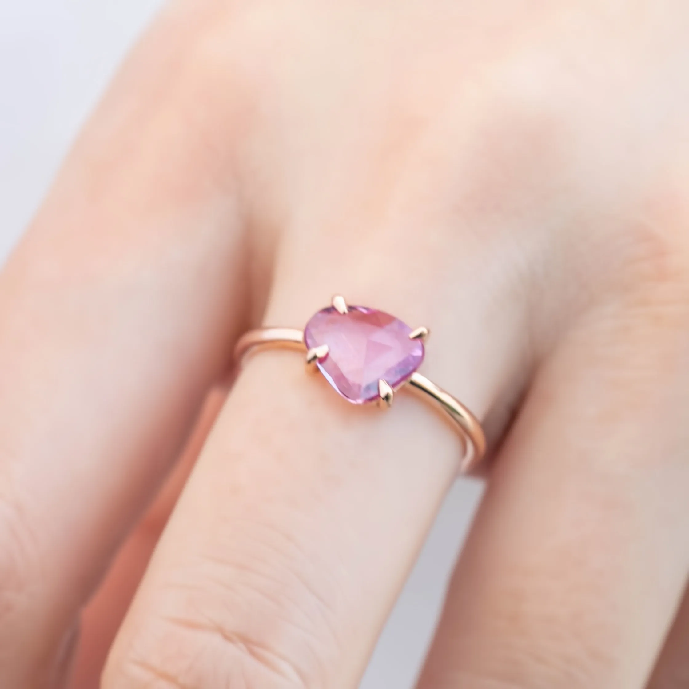 Lisa Ring - 1.43ct Unheated Organic Cut Pink Sapphire, 14k rose gold (One of a kind)