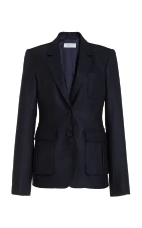 Louisa Blazer in Dark Navy Virgin Wool Cashmere Flannel