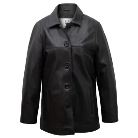 Louise: Ladies Black Leather Coat