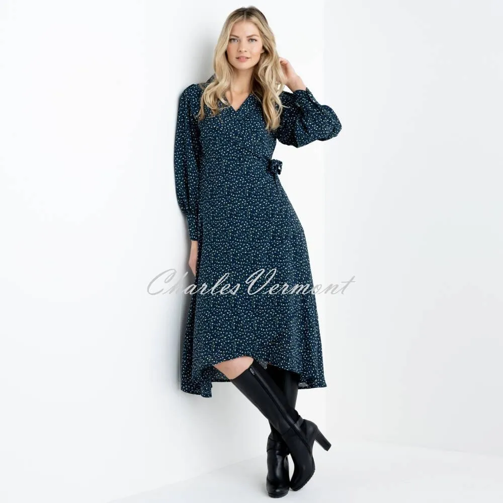 Marble Wrap Dress - Style 6801-195 (Marine Blue / Green / Black)