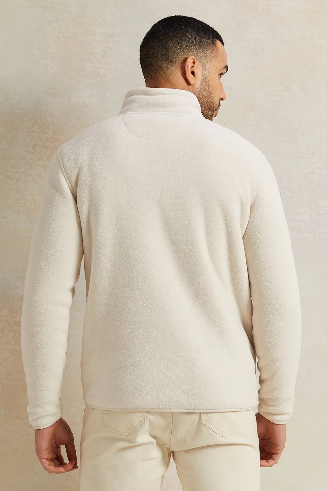 Men Beige Soft Polar Fleece Jacket