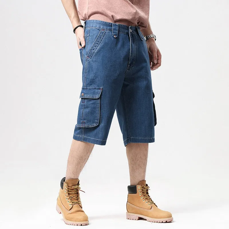 Men's Cotton Hip Hop Style Pocket Decor Loose Fit Cargo Shorts