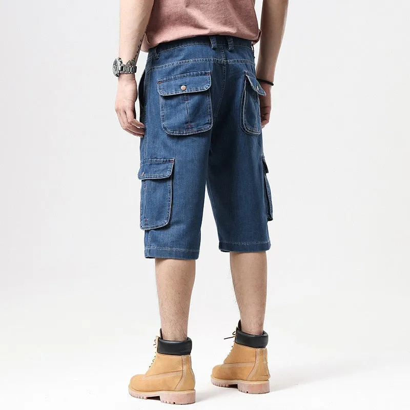 Men's Cotton Hip Hop Style Pocket Decor Loose Fit Cargo Shorts