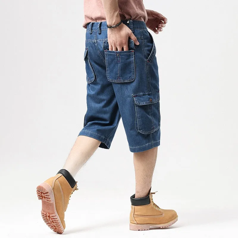 Men's Cotton Hip Hop Style Pocket Decor Loose Fit Cargo Shorts