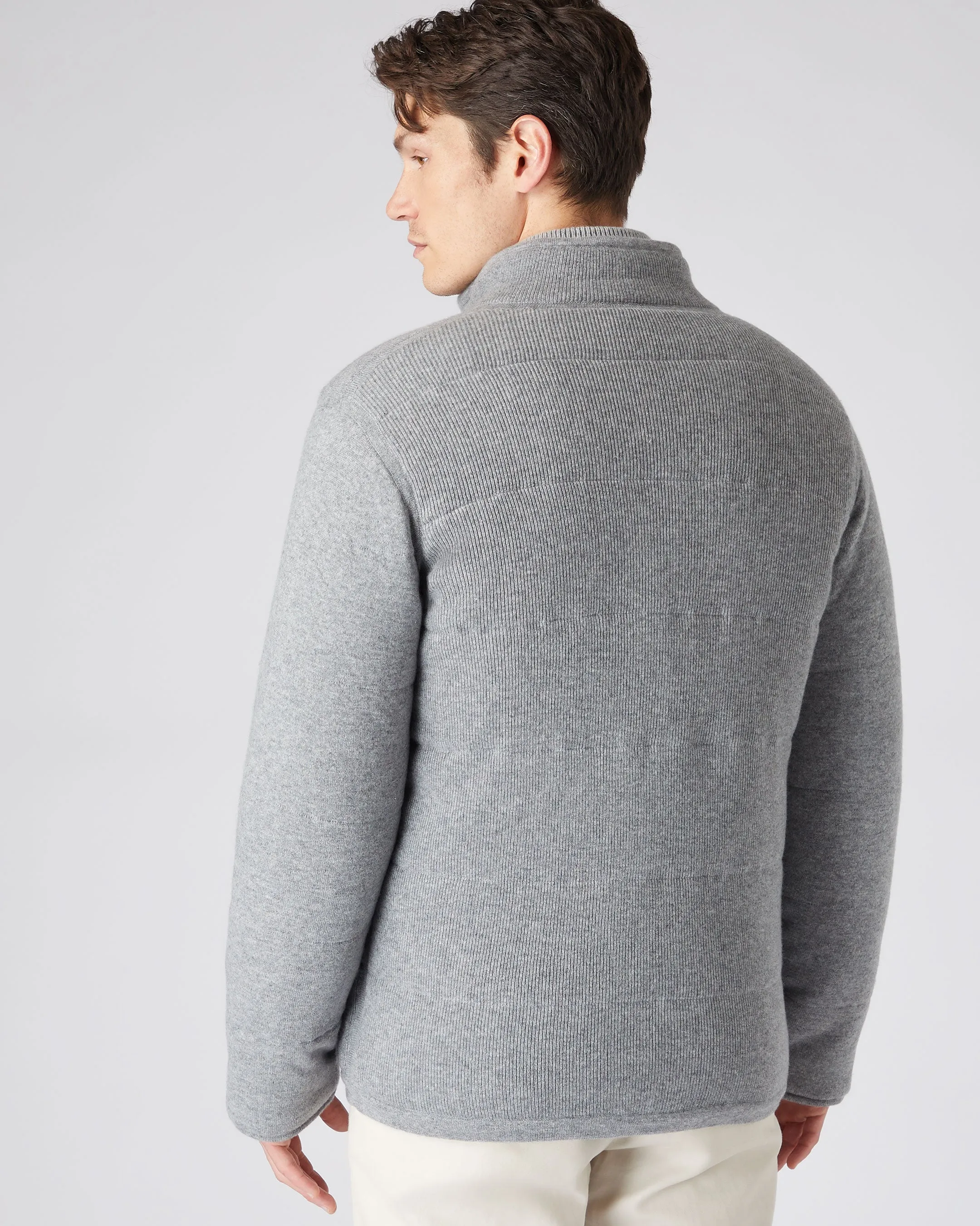 Men's Rib Padded Cashmere Jacket Flannel Grey