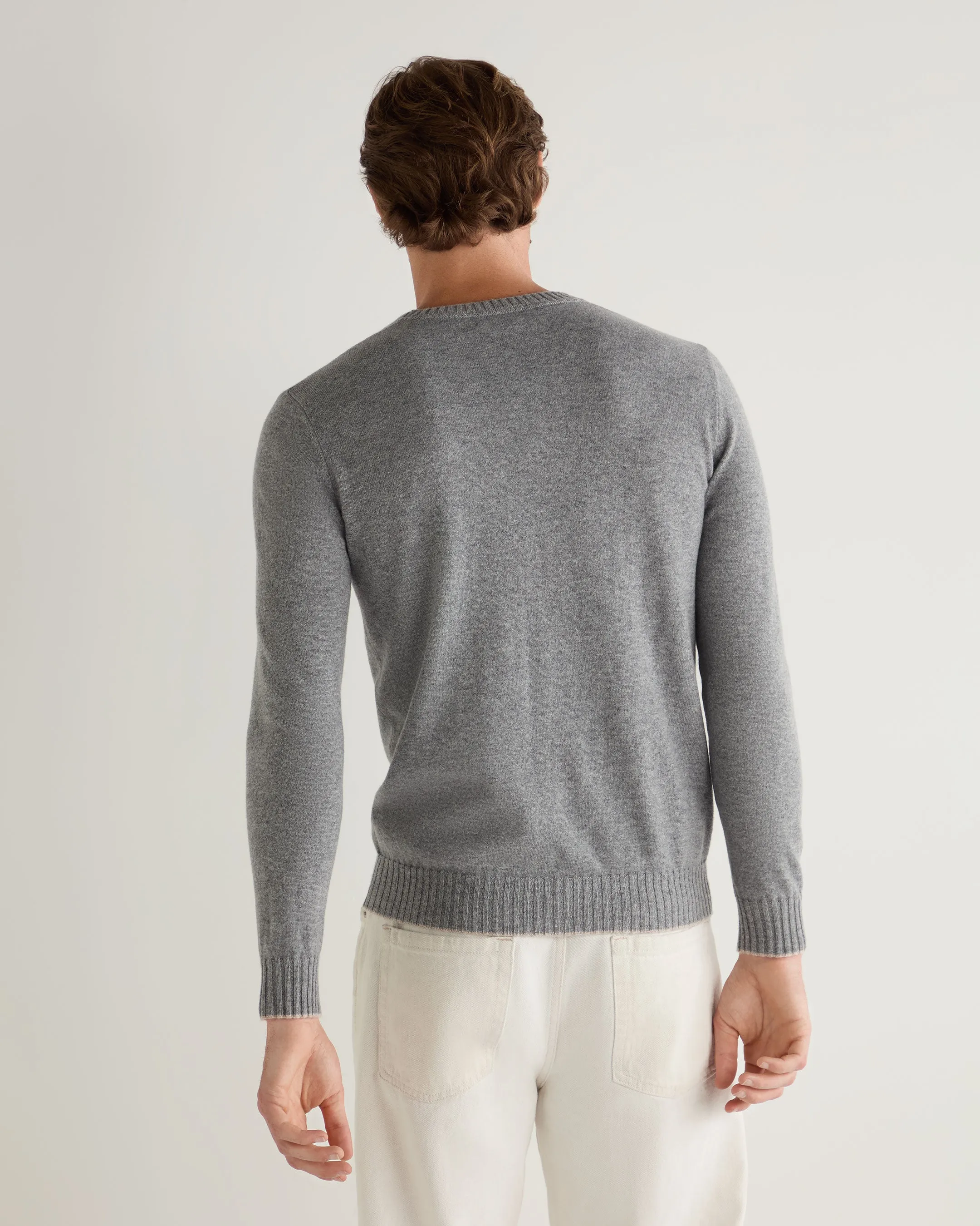 Men's Shoreditch Round Neck Cashmere Jumper Flannel Grey