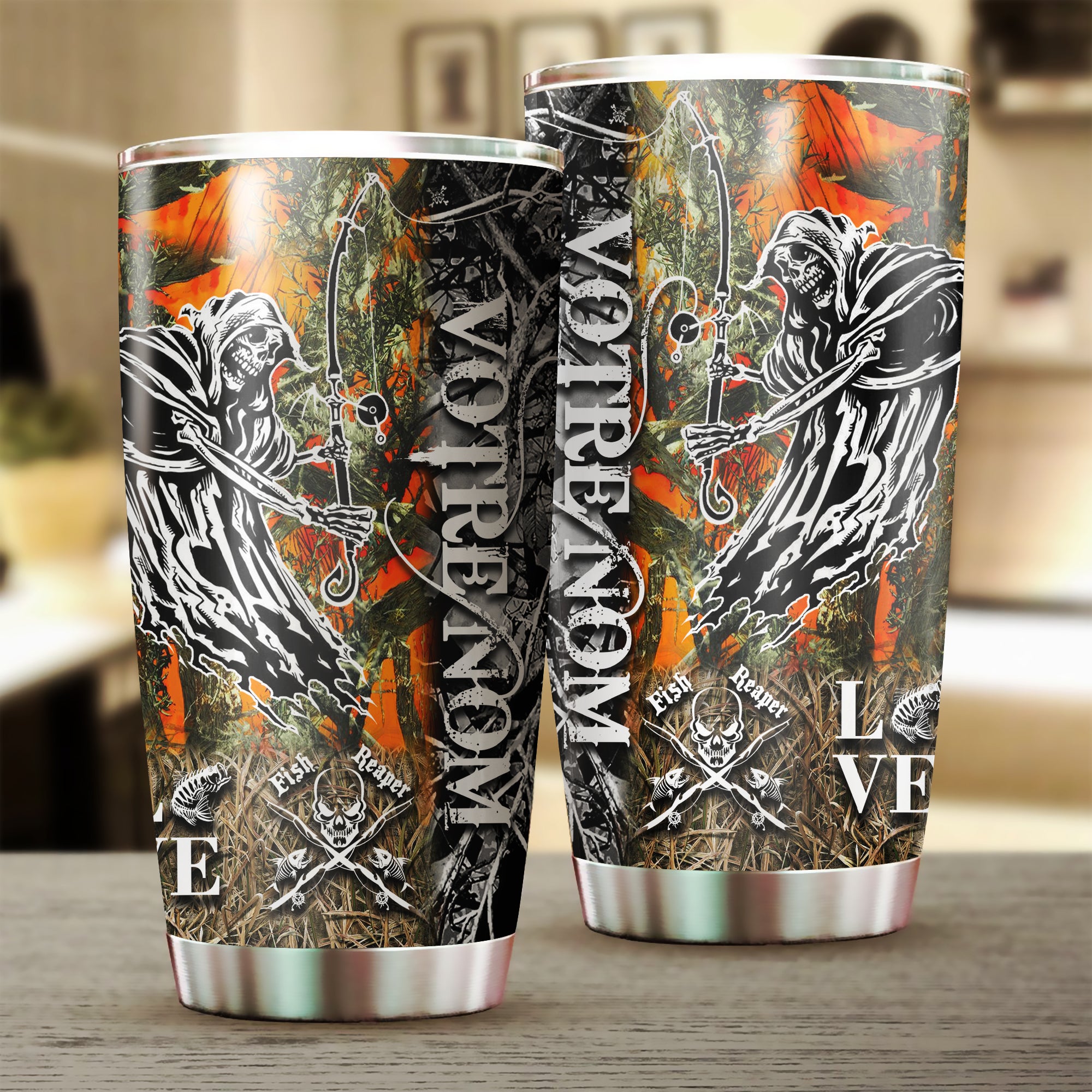 Mug Isotherme Faucheuse Pêche, Canne  Pêche, Cadeau Pêcheur, Camouflage - MTCHPS002