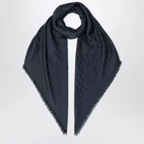 NAVY BLUE STOLE TOILE ICONOGRAPHE IN WOOL AND SILK