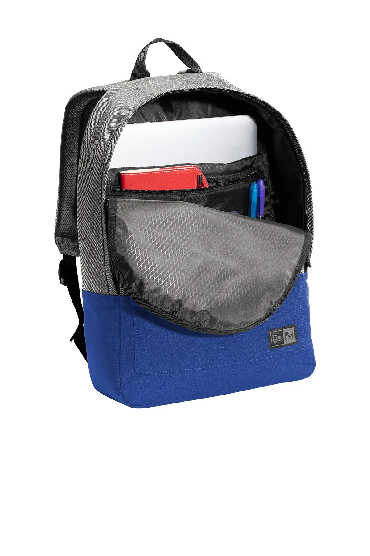 New Era Legacy Custom Backpacks, Grey Twill Heather/ Royal