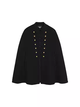 Officer cape in wool cloth and cashmere