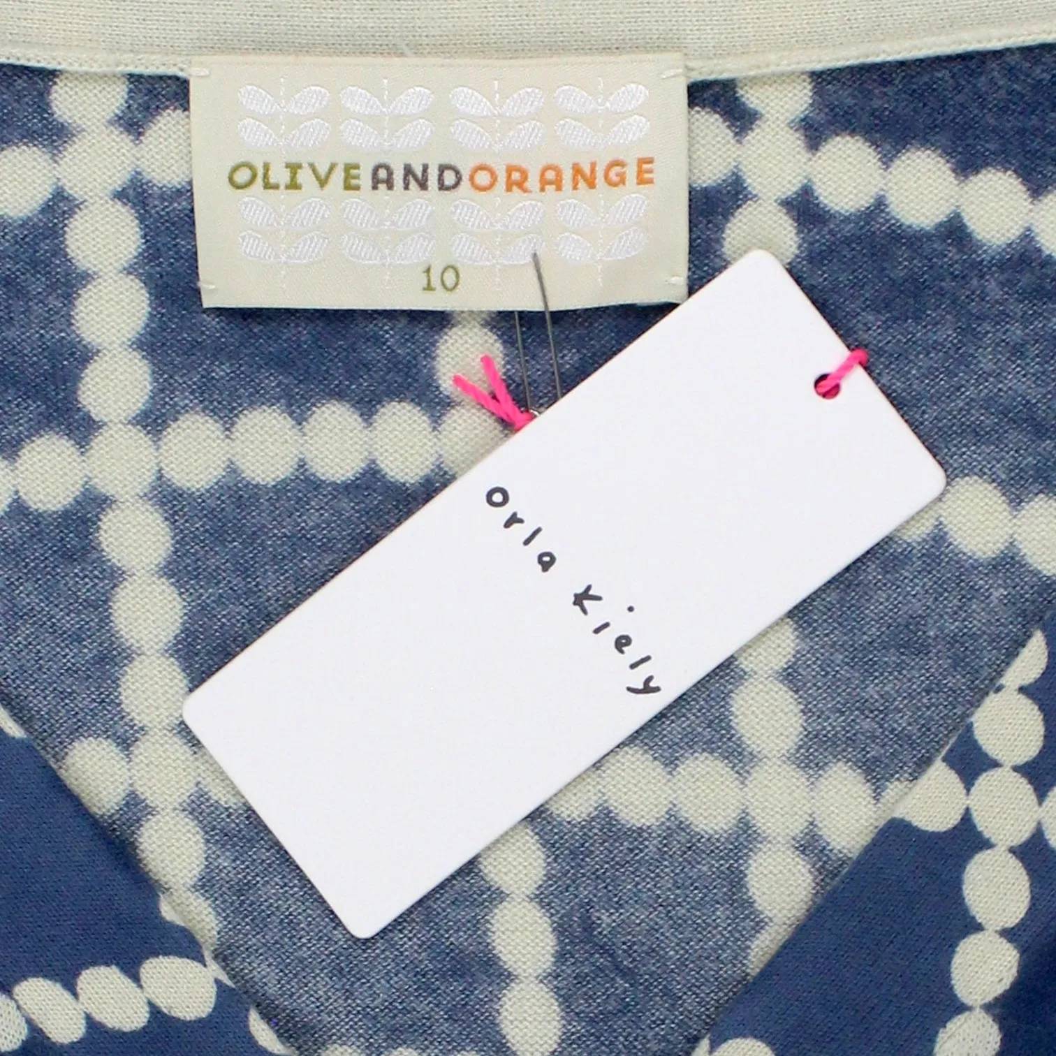 Olive & Orange Blue Grid Dot Cardigan