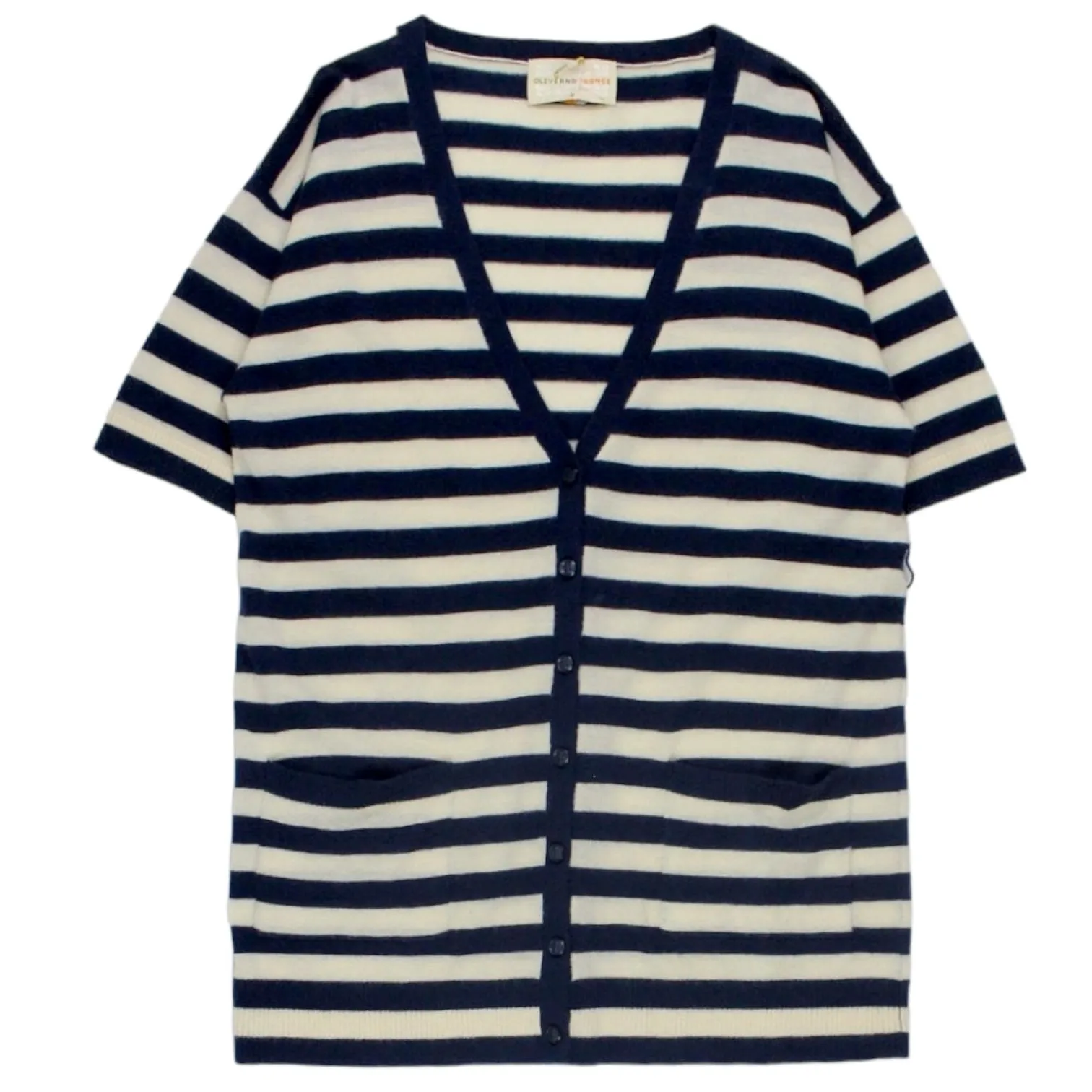 Olive & Orange Navy/Cream Striped Cardigan