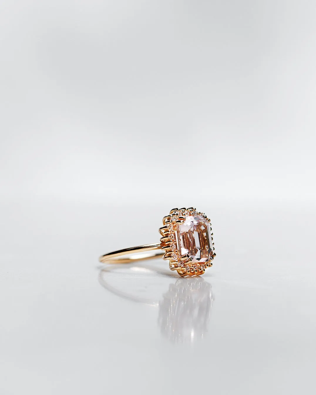 One-Of-A-Kind Morganite Halo Solitaire with Light Pink Morganite and Diamond Halo (Total 2.82 CT)