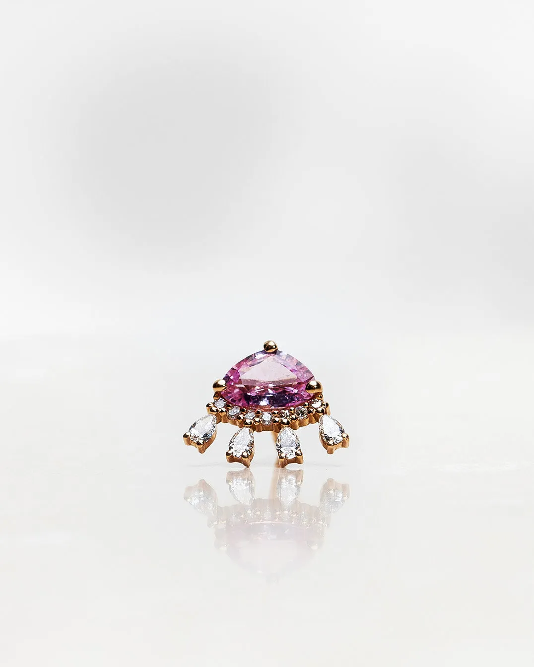 One-of-a-Kind Stud Earring with Light Pink Sapphire, Diamonds TWVS and Diamond Drops TWVS