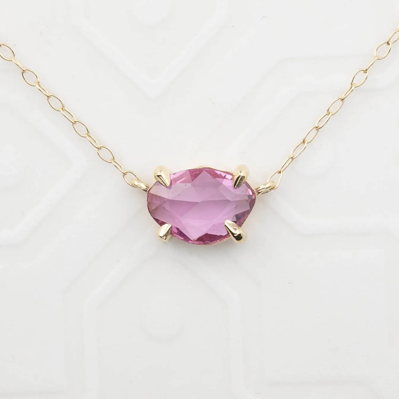 Organic Necklace 0.80ct Pink Rose Cut Sapphire (One of a kind)