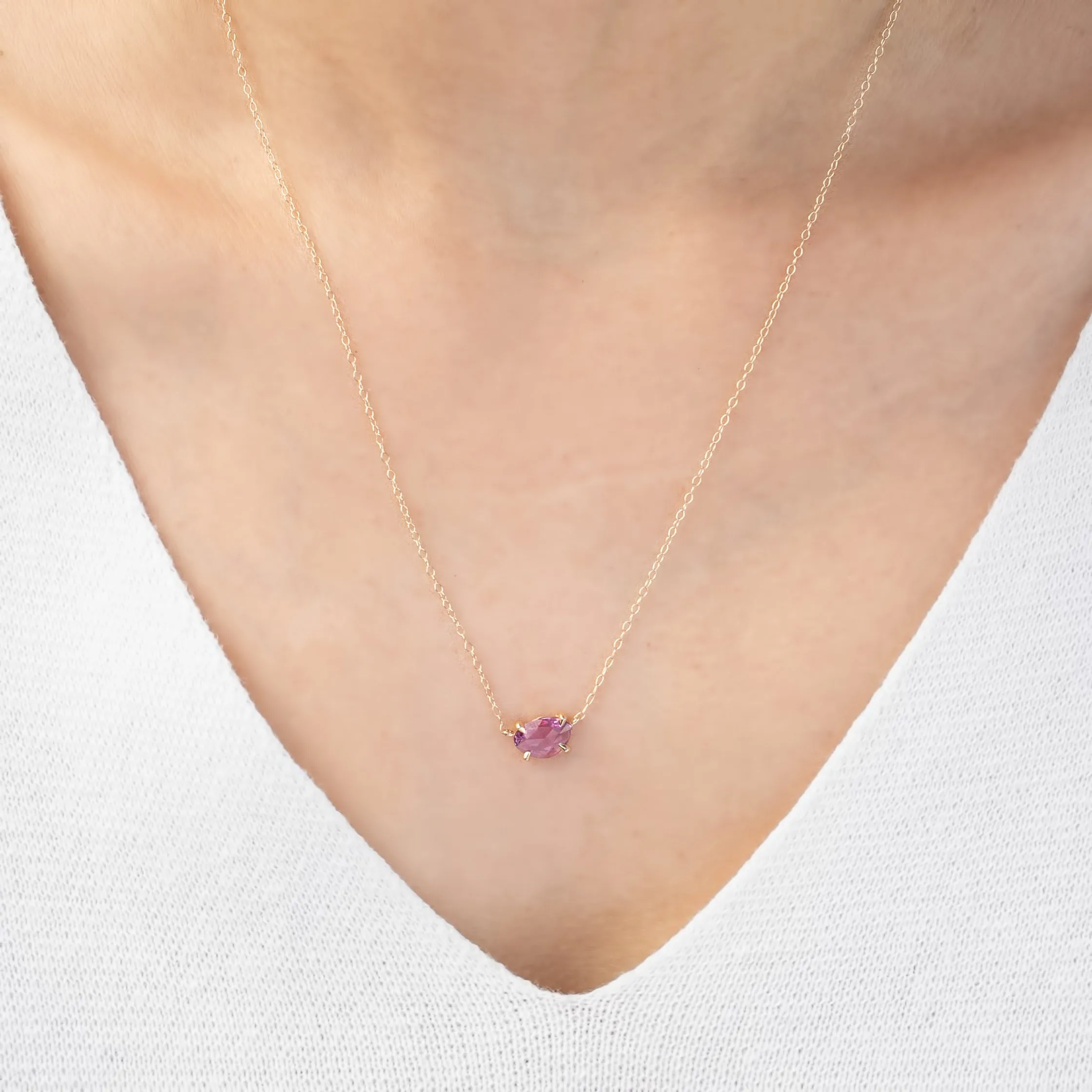 Organic Necklace 0.80ct Pink Rose Cut Sapphire (One of a kind)