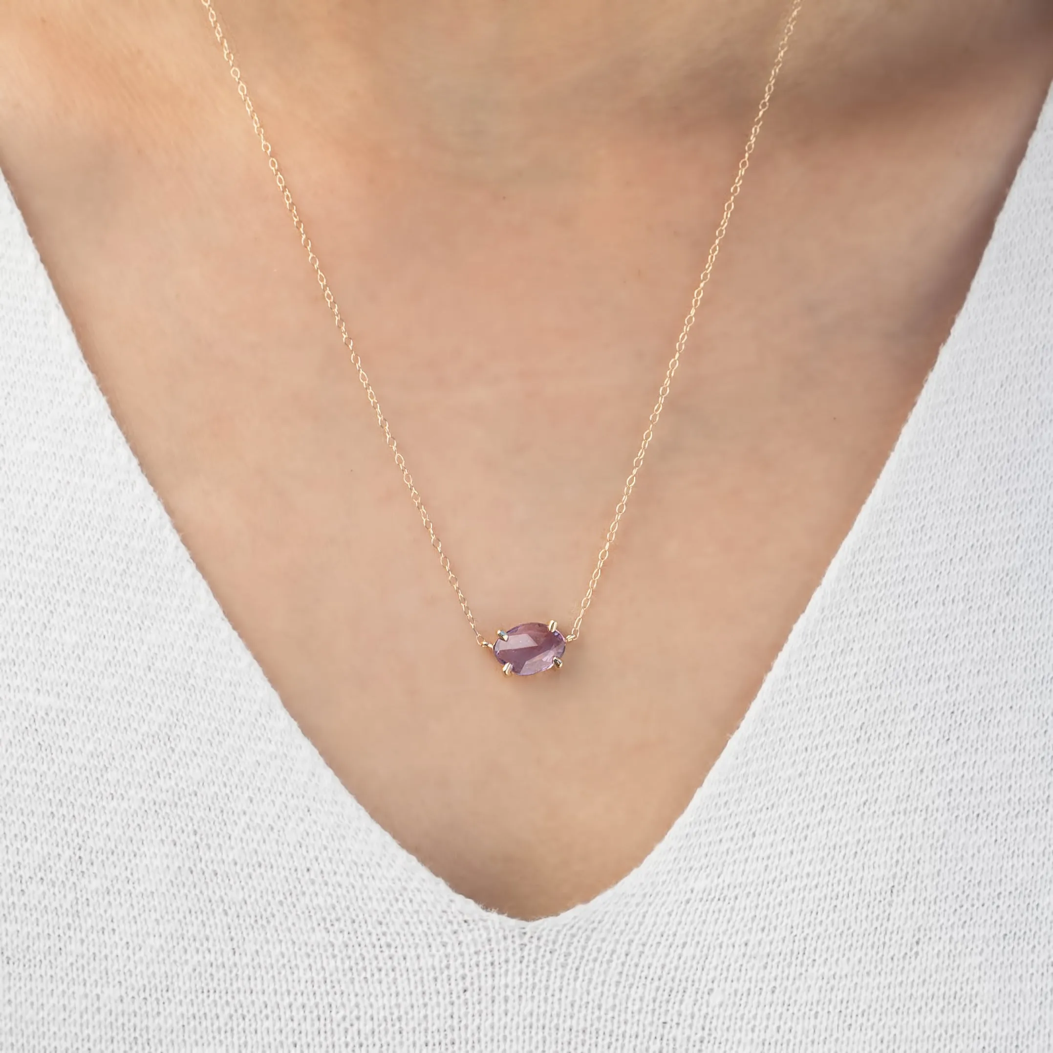 Organic Necklace 1.09ct Pink Rose Cut Sapphire (One of a kind)